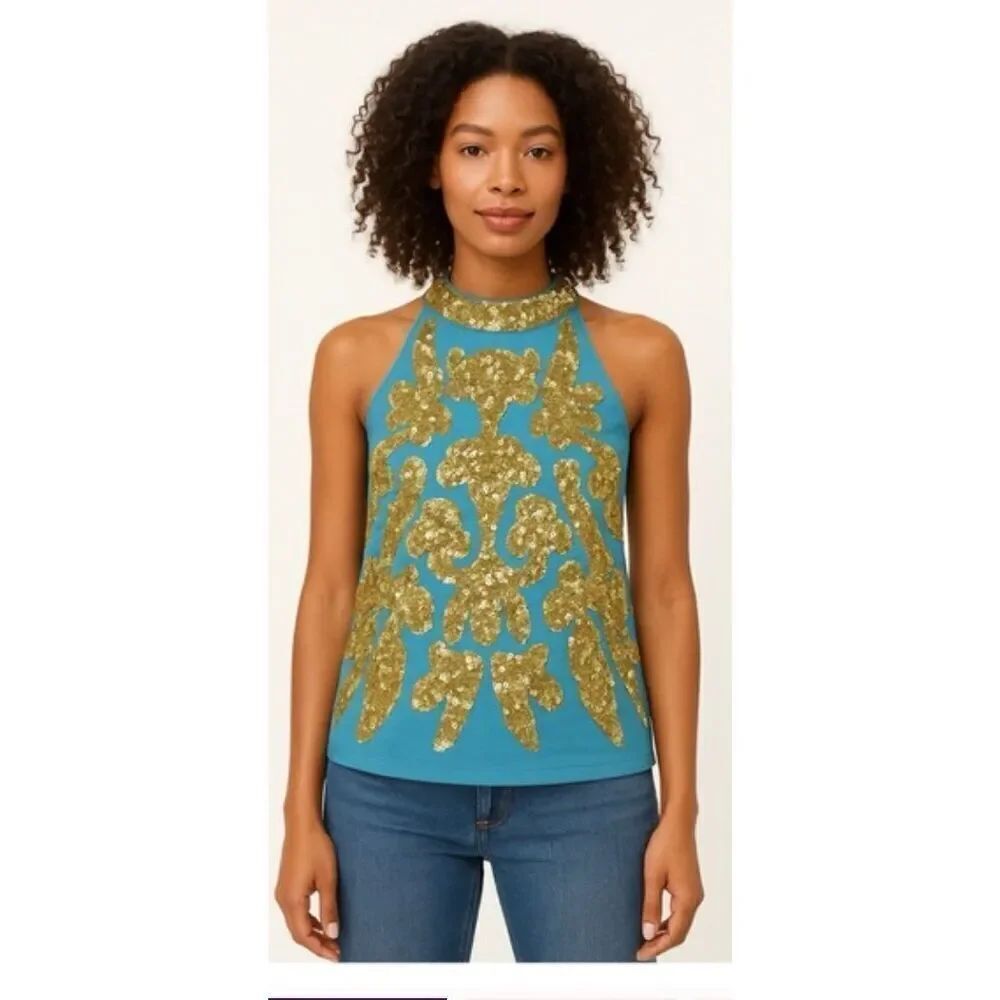 Frances Valentine Goddess Top in Light Blue NWT Size Small